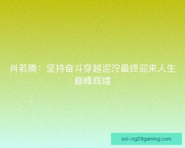 肖若腾:坚持奋斗穿越泥泞最终迎来人生巅峰辉煌 肖若腾:坚持奋斗穿越泥泞最终迎来人生巅峰辉煌